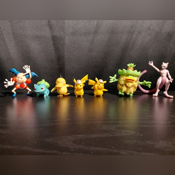 Pokemon Detective Pikachu Action Figures. No Box. Good Condition. 7 Piece Set. - Picture 1 of 15